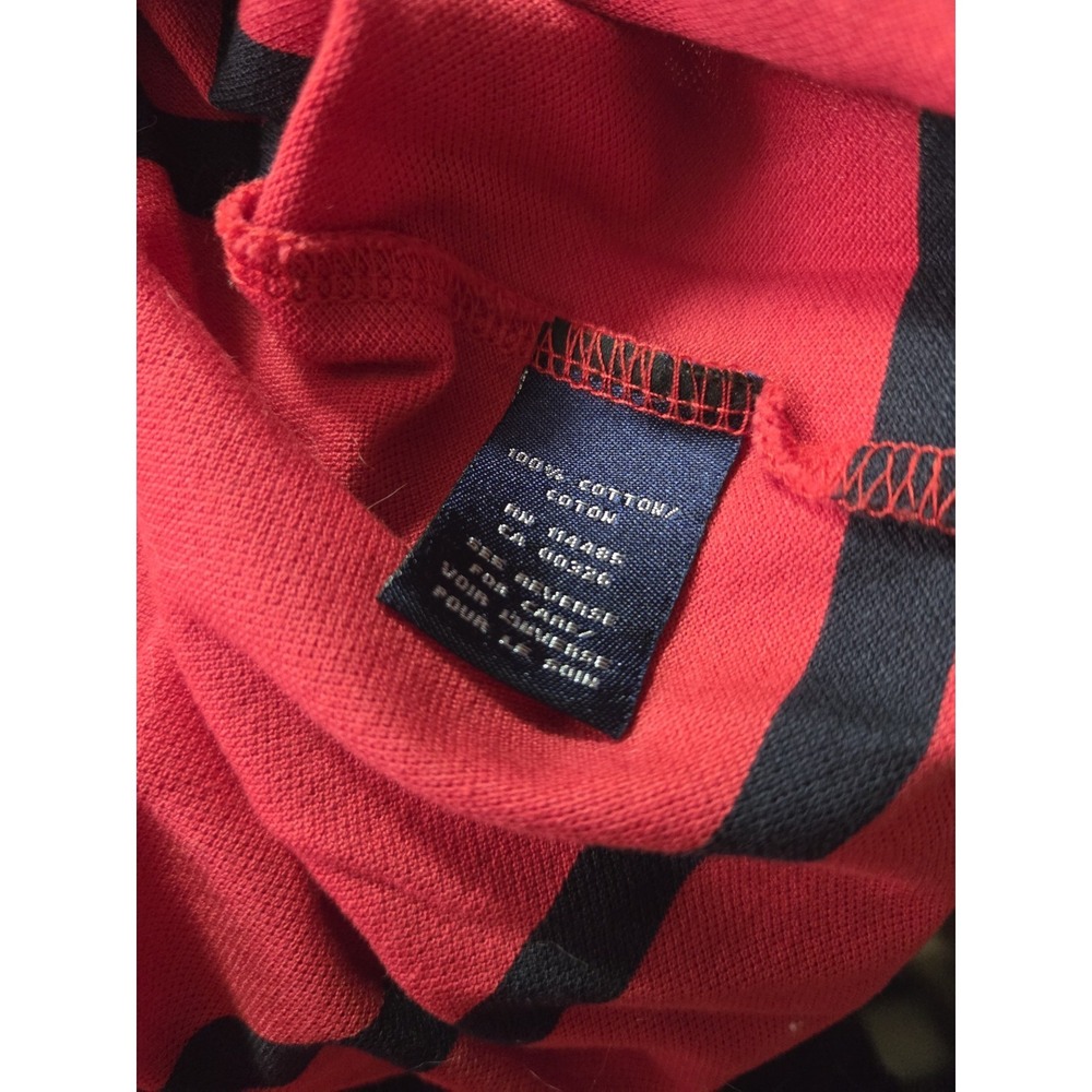 LINCS David Chu Polo Shirt Mens Large Red Navy Striped 100% Cotton Classic... - Picture 6 of 8